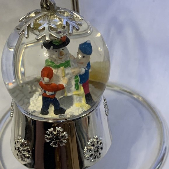 Snow Globe by Regent Square Snowman in Silver Plated Water Ball and Stand 6.5" - Picture 7 of 12
